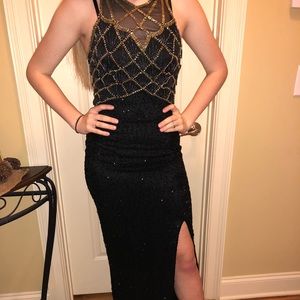Black Heavily Beaded Formal Dress